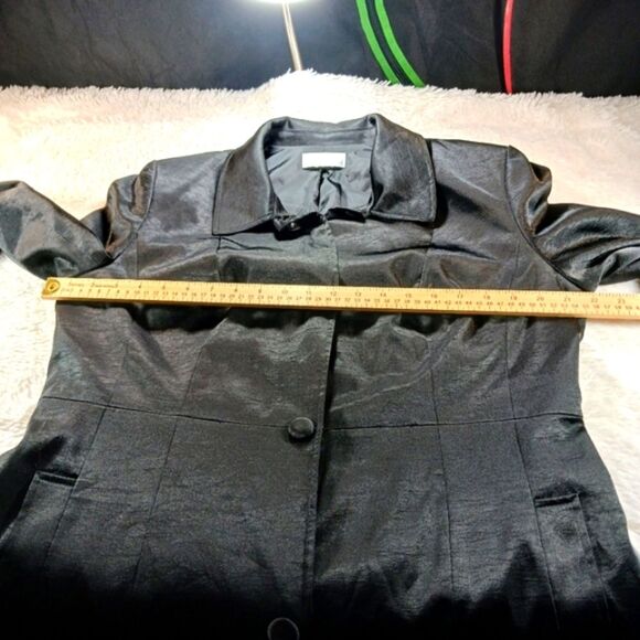 Worthington Structured Silky Duster. Black. Button Down. Lined Lightweight. XL. - Picture 8 of 13